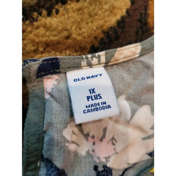 Old Navy Jumpsuit Women's 1X Green Floral Wrap Front Bell Sleeve Wide Leg - Picture 4 of 6